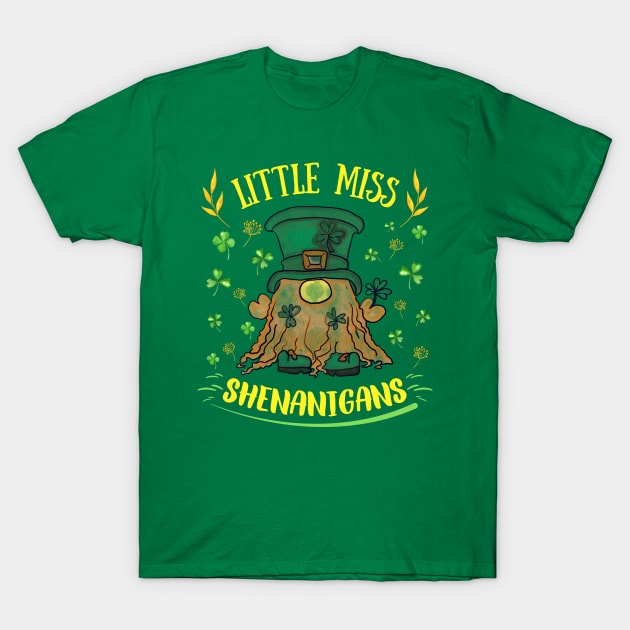 Little Miss Shenanigans Gnome - St. Patrick's Day T-Shirt by Ruffeli
